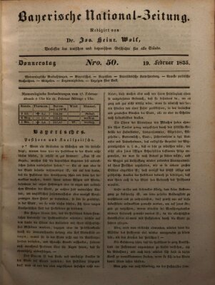 Bayerische National-Zeitung Donnerstag 19. Februar 1835