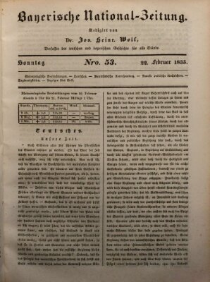 Bayerische National-Zeitung Sonntag 22. Februar 1835