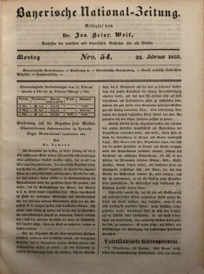 Bayerische National-Zeitung Montag 23. Februar 1835