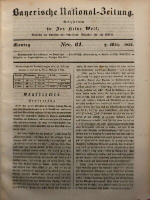 Bayerische National-Zeitung Montag 2. März 1835