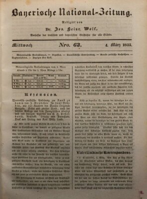 Bayerische National-Zeitung Mittwoch 4. März 1835