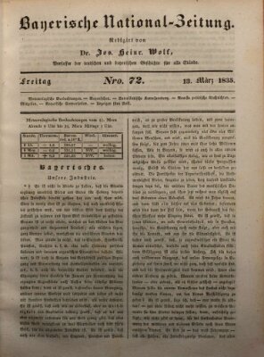 Bayerische National-Zeitung Freitag 13. März 1835