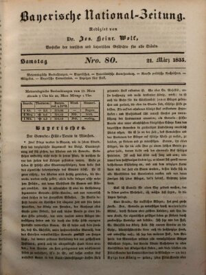 Bayerische National-Zeitung Samstag 21. März 1835