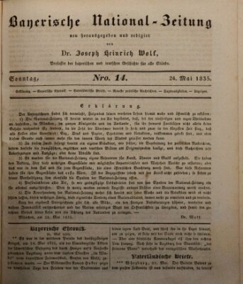 Bayerische National-Zeitung Sonntag 24. Mai 1835