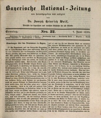 Bayerische National-Zeitung Sonntag 7. Juni 1835