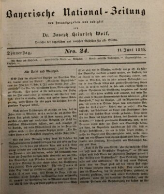 Bayerische National-Zeitung Donnerstag 11. Juni 1835