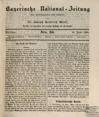 Bayerische National-Zeitung Freitag 12. Juni 1835