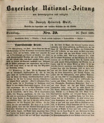 Bayerische National-Zeitung Sonntag 21. Juni 1835