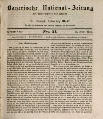 Bayerische National-Zeitung Donnerstag 25. Juni 1835