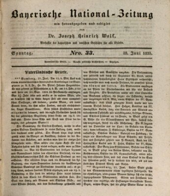 Bayerische National-Zeitung Sonntag 28. Juni 1835