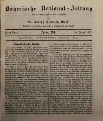 Bayerische National-Zeitung Dienstag 30. Juni 1835