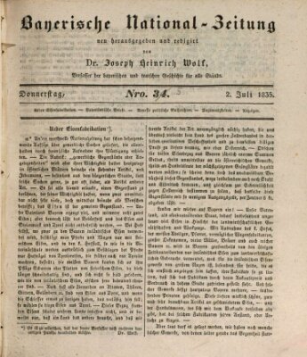 Bayerische National-Zeitung Donnerstag 2. Juli 1835