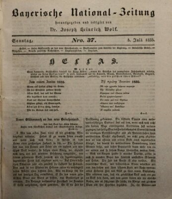 Bayerische National-Zeitung Sonntag 5. Juli 1835