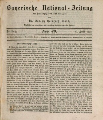 Bayerische National-Zeitung Freitag 10. Juli 1835