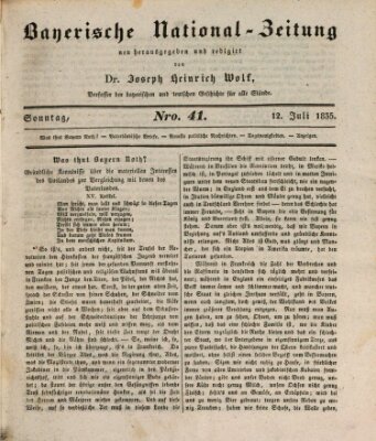 Bayerische National-Zeitung Sonntag 12. Juli 1835