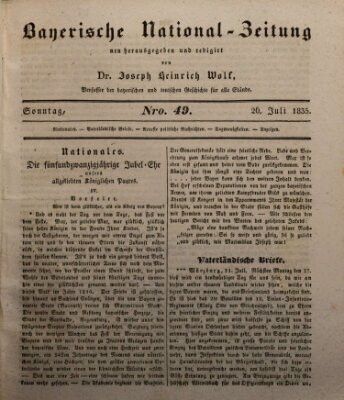 Bayerische National-Zeitung Sonntag 26. Juli 1835