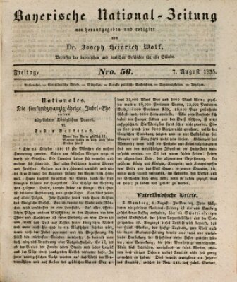 Bayerische National-Zeitung Freitag 7. August 1835