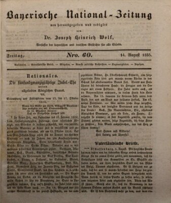 Bayerische National-Zeitung Freitag 14. August 1835