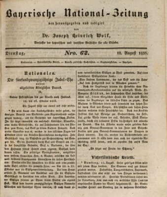 Bayerische National-Zeitung Dienstag 18. August 1835