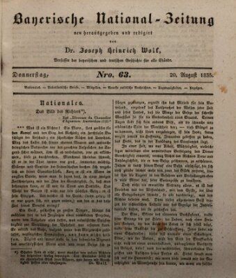 Bayerische National-Zeitung Donnerstag 20. August 1835