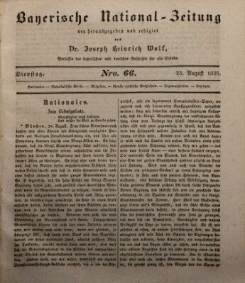 Bayerische National-Zeitung Dienstag 25. August 1835