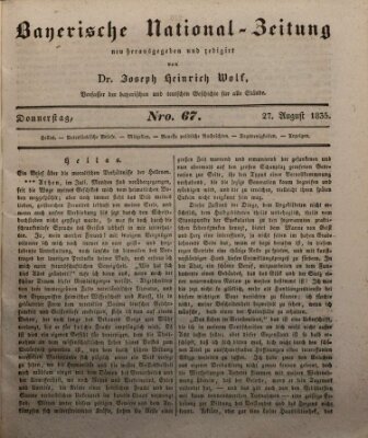 Bayerische National-Zeitung Donnerstag 27. August 1835