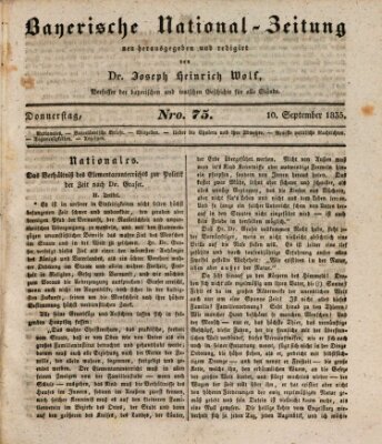 Bayerische National-Zeitung Donnerstag 10. September 1835