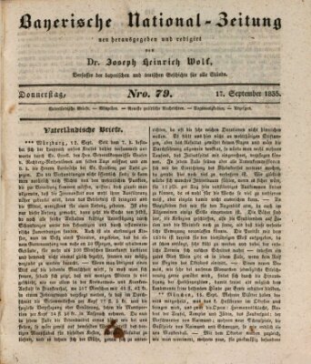 Bayerische National-Zeitung Donnerstag 17. September 1835