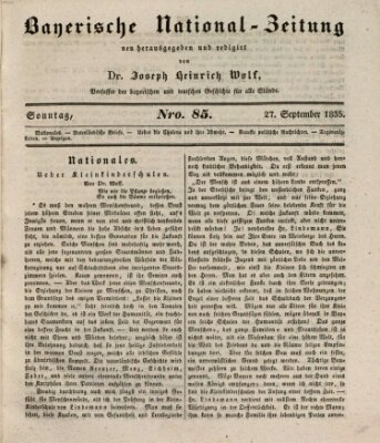Bayerische National-Zeitung Sonntag 27. September 1835
