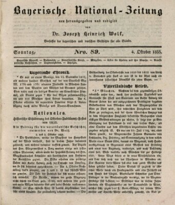 Bayerische National-Zeitung Sonntag 4. Oktober 1835