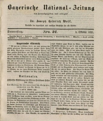 Bayerische National-Zeitung Donnerstag 8. Oktober 1835