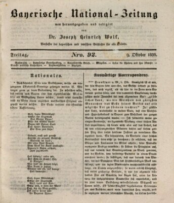 Bayerische National-Zeitung Freitag 9. Oktober 1835