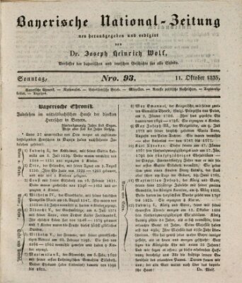 Bayerische National-Zeitung Sonntag 11. Oktober 1835