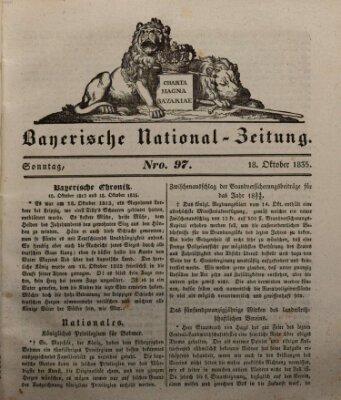 Bayerische National-Zeitung Sonntag 18. Oktober 1835