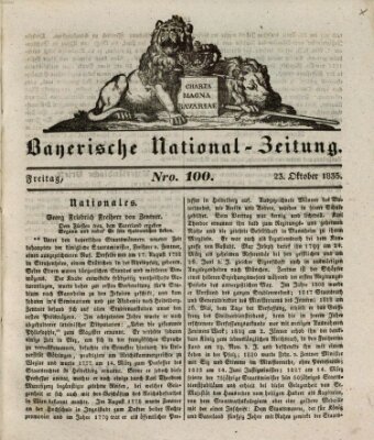Bayerische National-Zeitung Freitag 23. Oktober 1835