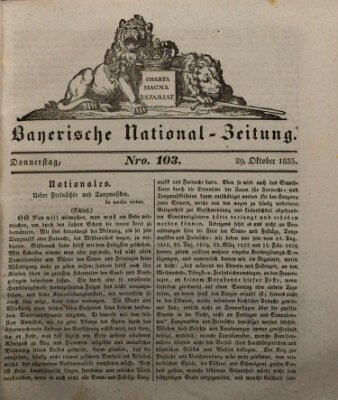 Bayerische National-Zeitung Donnerstag 29. Oktober 1835