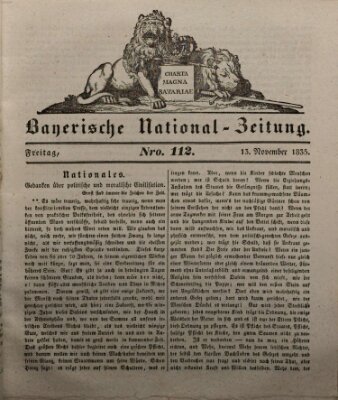 Bayerische National-Zeitung Freitag 13. November 1835