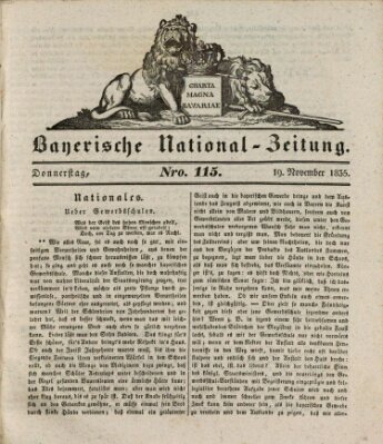 Bayerische National-Zeitung Donnerstag 19. November 1835