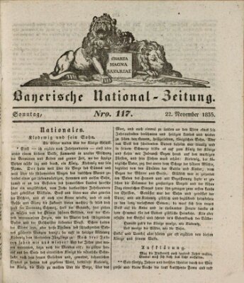 Bayerische National-Zeitung Sonntag 22. November 1835