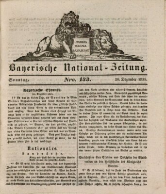 Bayerische National-Zeitung Sonntag 20. Dezember 1835