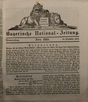 Bayerische National-Zeitung Donnerstag 24. Dezember 1835