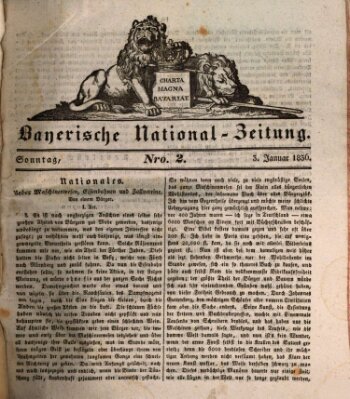 Bayerische National-Zeitung Sonntag 3. Januar 1836