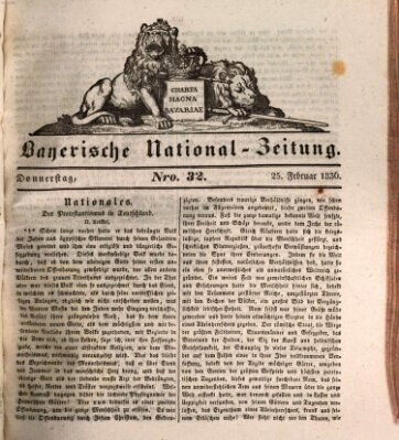 Bayerische National-Zeitung Donnerstag 25. Februar 1836