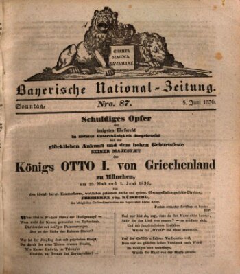 Bayerische National-Zeitung Sonntag 5. Juni 1836