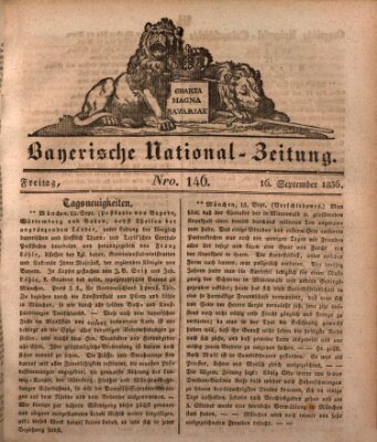 Bayerische National-Zeitung Freitag 16. September 1836