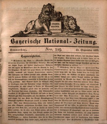 Bayerische National-Zeitung Donnerstag 22. September 1836