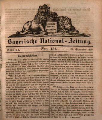 Bayerische National-Zeitung Sonntag 25. September 1836