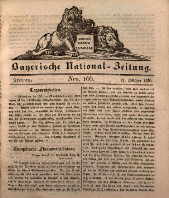 Bayerische National-Zeitung Freitag 21. Oktober 1836