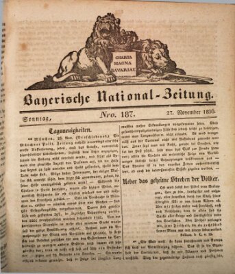 Bayerische National-Zeitung Sonntag 27. November 1836