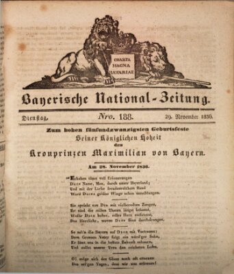 Bayerische National-Zeitung Dienstag 29. November 1836